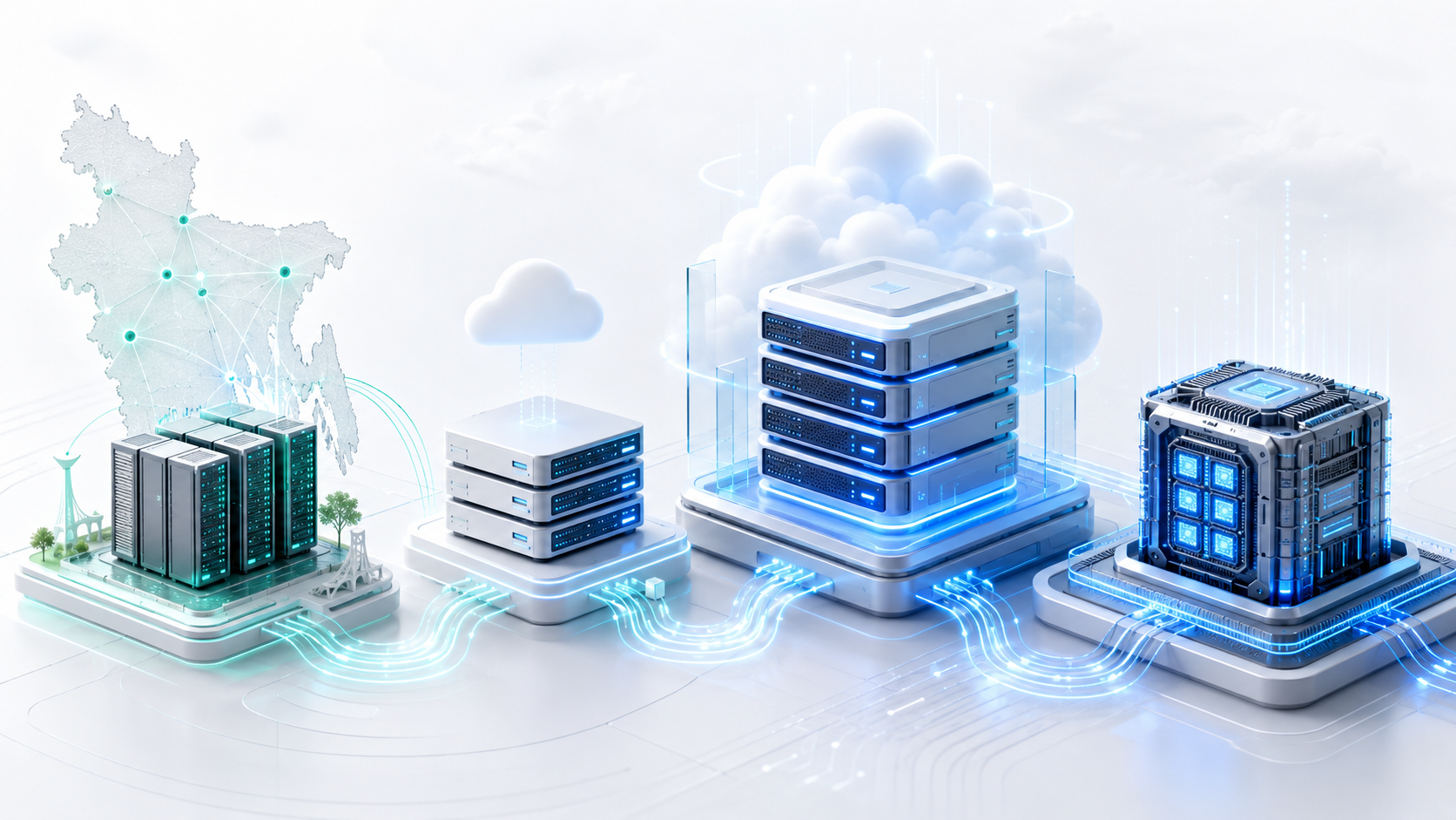 Visual overview of Cloud VPS Bangladesh product families including BDIX and global cloud options