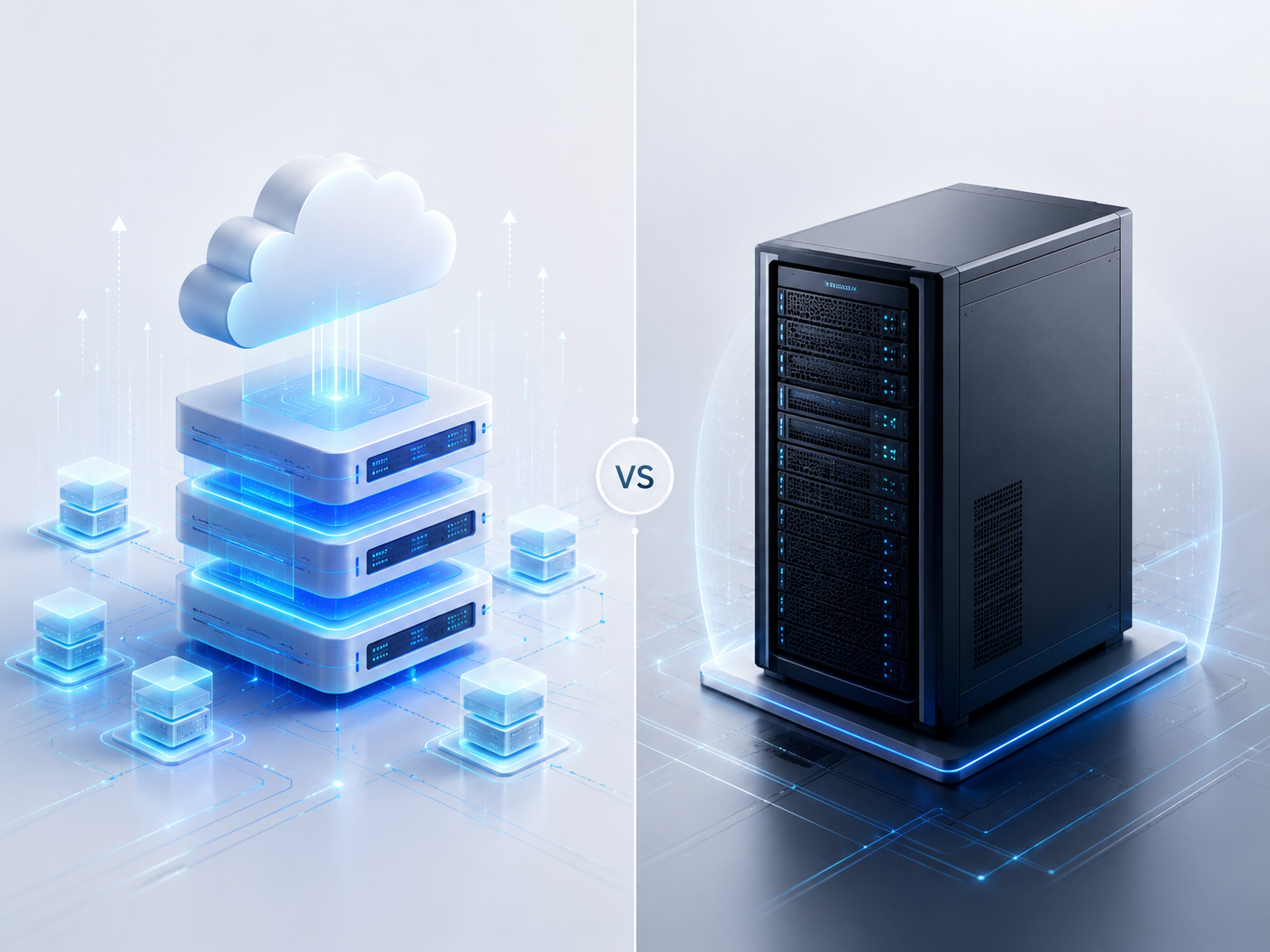 Diagram-style visual contrasting Cloud VPS Bangladesh with a full dedicated physical server