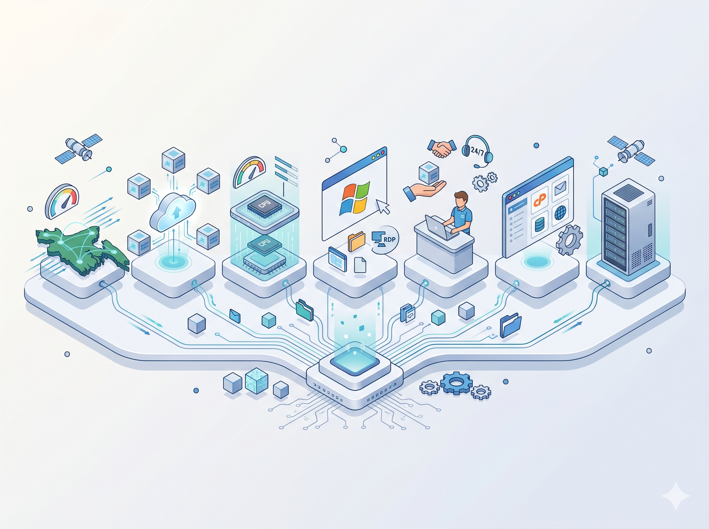 Diagram comparing BDIX VPS, cloud VPS tiers, dedicated core VPS, and dedicated server options